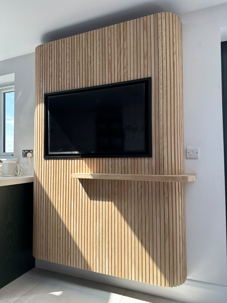 Oak Slatted Media Wall